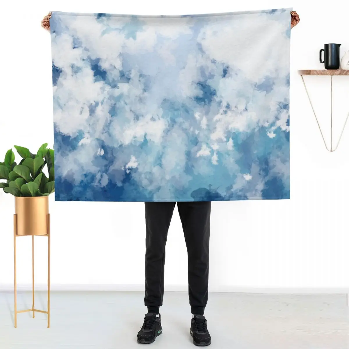 

Light blue cloud pattern Throw Blanket Luxurious Soft Blanket Holiday Gift for Family