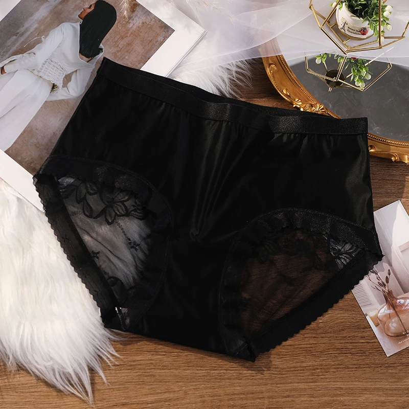 Sexy lingеrie Plus size ropa interior femenina translucent lace underwear women hollowed out lenceria satin calzones para mujer