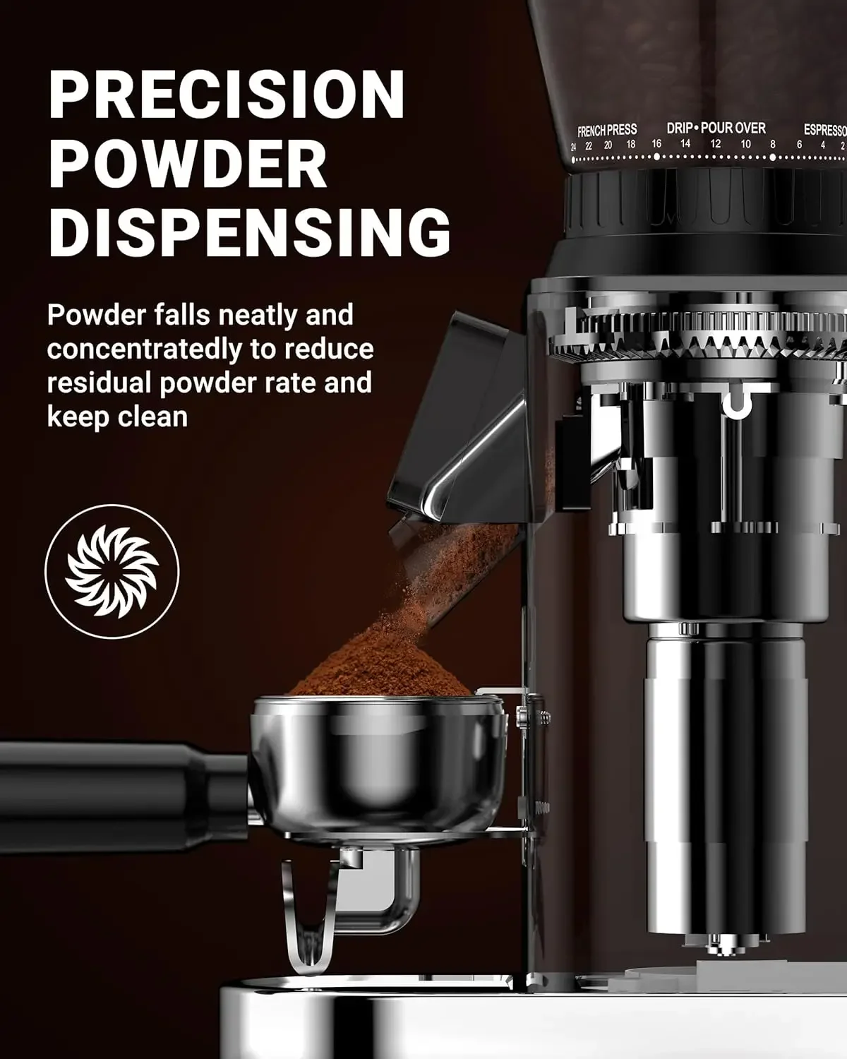 Coffee Grinder, Coffee Bean Grinder for Home Use with Precise Grinding, LED Control Panel, Detachable Funnel Stand, Anti