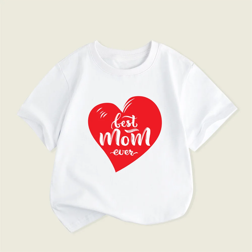 New Children's Clothing Style Children's Short-sleeved T-shirt Mother's Day Printed Round Neck Burst Girls T Shirt Clothes