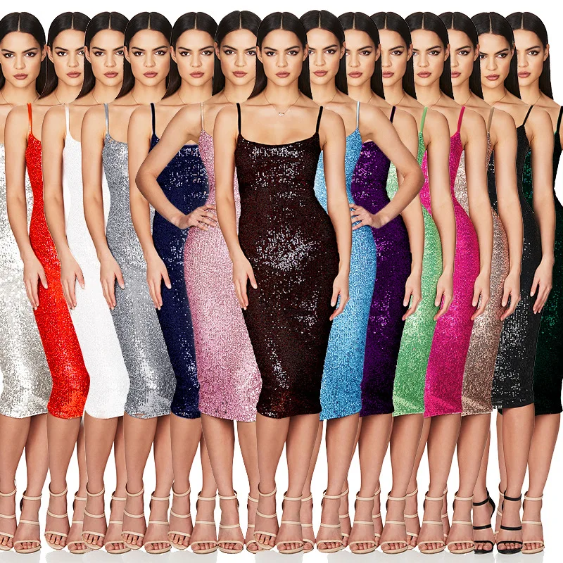 Prom Dress Sequin Spaghetti Strap Women Fashion Sexy Luxury Welcome Dress Evening Dresses Party Club Elegant Cocktail Dress Xin8