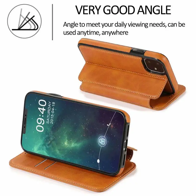 Magnetic Wallet Case for iPhone 11 14 15 16 17 Pro Max 12 13 Mini 14 15 16 Plus XR XS Max Case Leather Full Enclosed Flip Cover