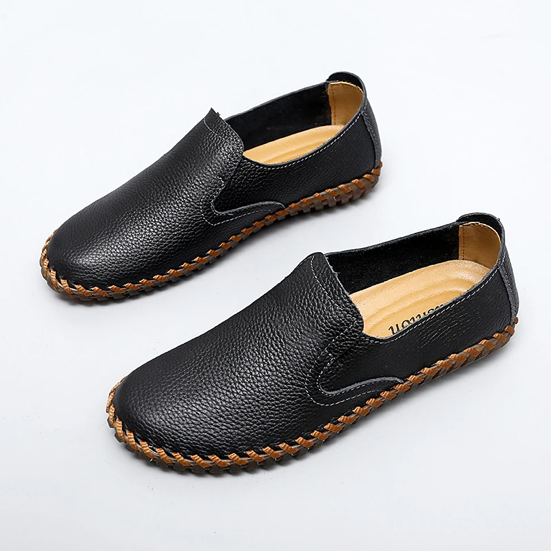Casual Leather Shoes For Men New British Style Men\'s Good Quality Casual Leather Business Shoes Slip On Loafers Large Size 47
