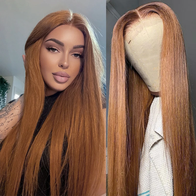 

Soft Honey Blonde 26inch 180Density Silky Straight Lace Front Wig For Women BabyHair 26Inch Long Heat Resistant Preplucked Daily