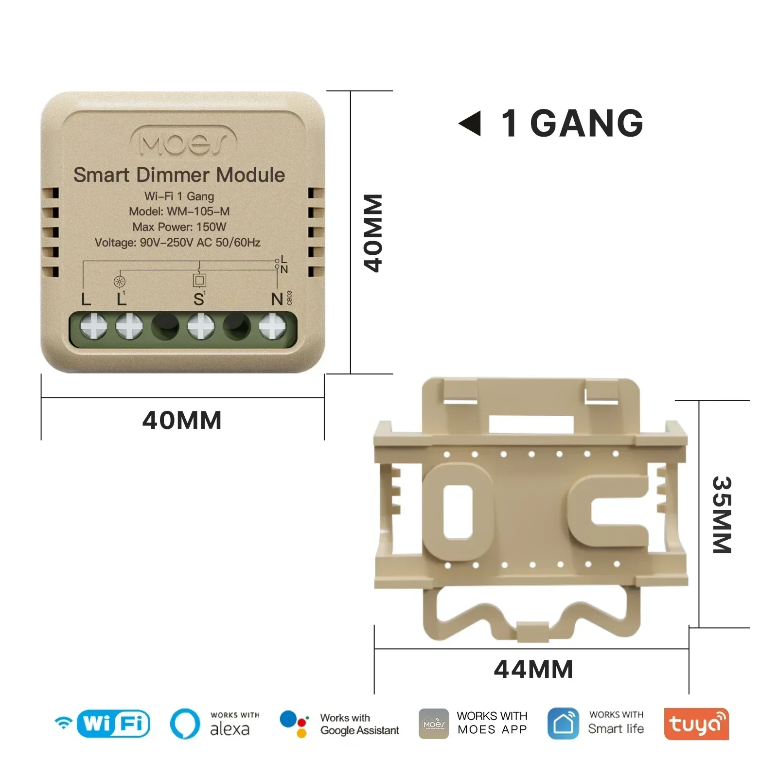 MOES Mini Tuya WiFi/Zigbee Smart Switch/Dimmer Module DIY Module Lichtschakelaar 1/2 Gang Afstandsbediening werk Alexa Google Thuis