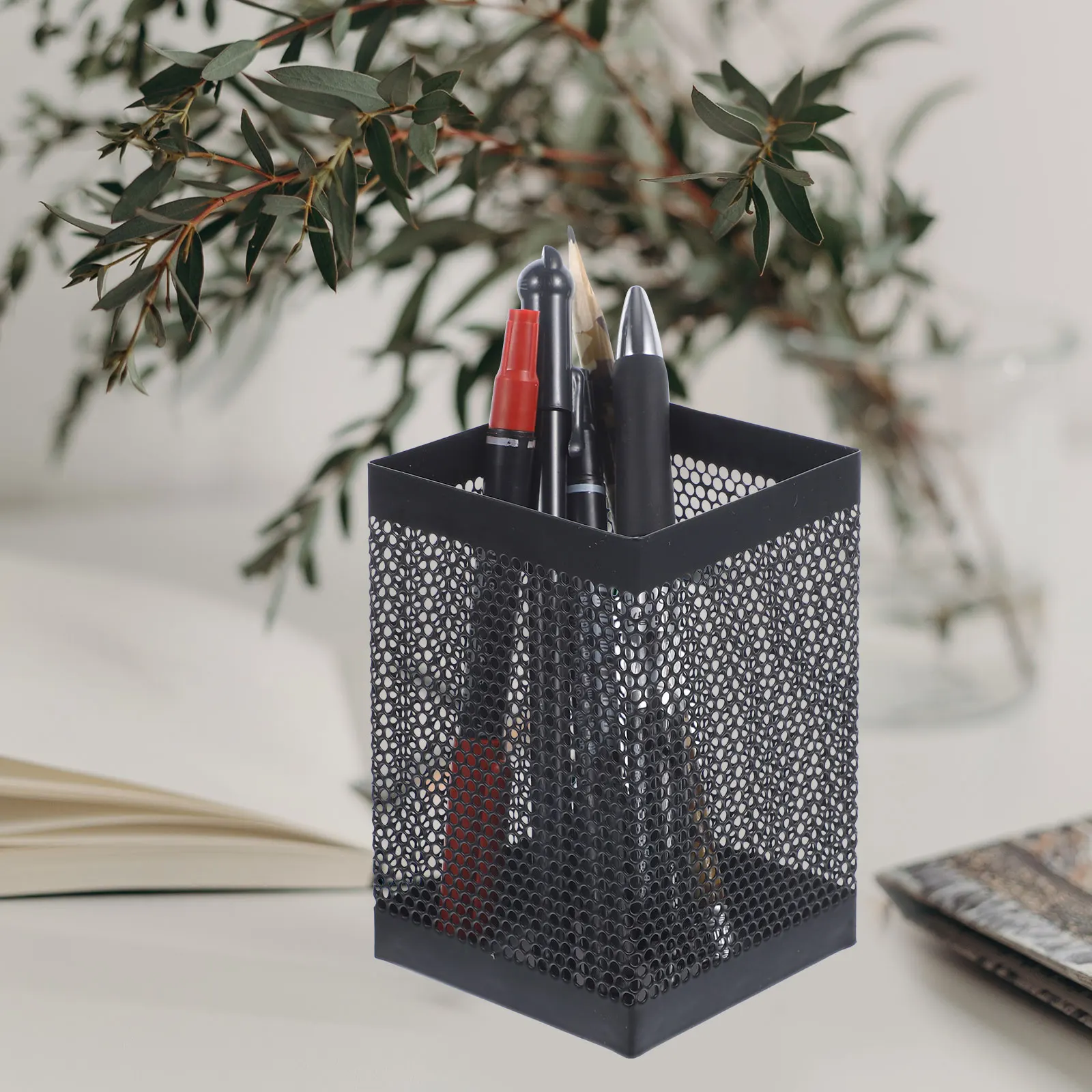 

Creative Metal Pen Cup Holder Mesh Design Large Space Office Home Decor Stationery Organizer Gift Marker Holder for Wall