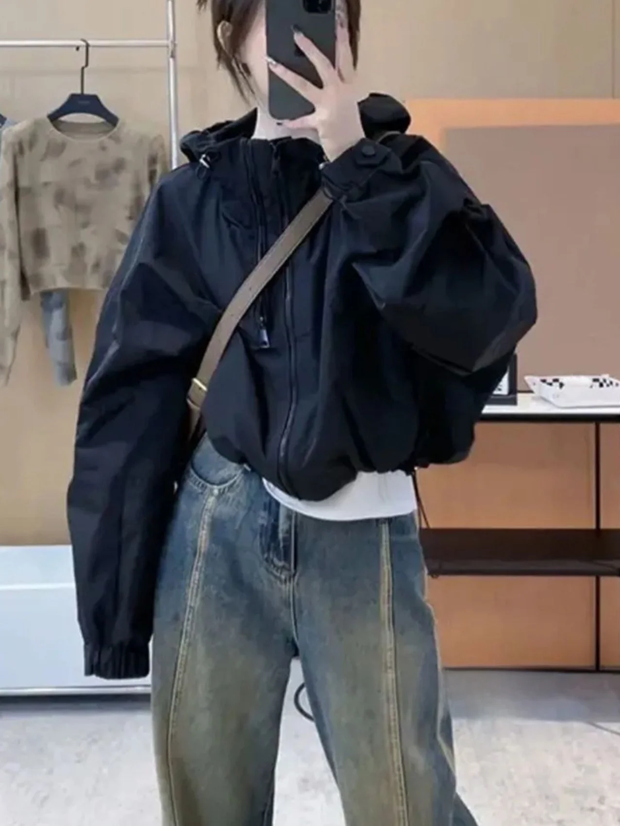 

Casual Loose Women's ort Hooded Jaet Spring New Sle Retro Windbreaker Coat Slimming Straight Cut Outdoor Upperwear