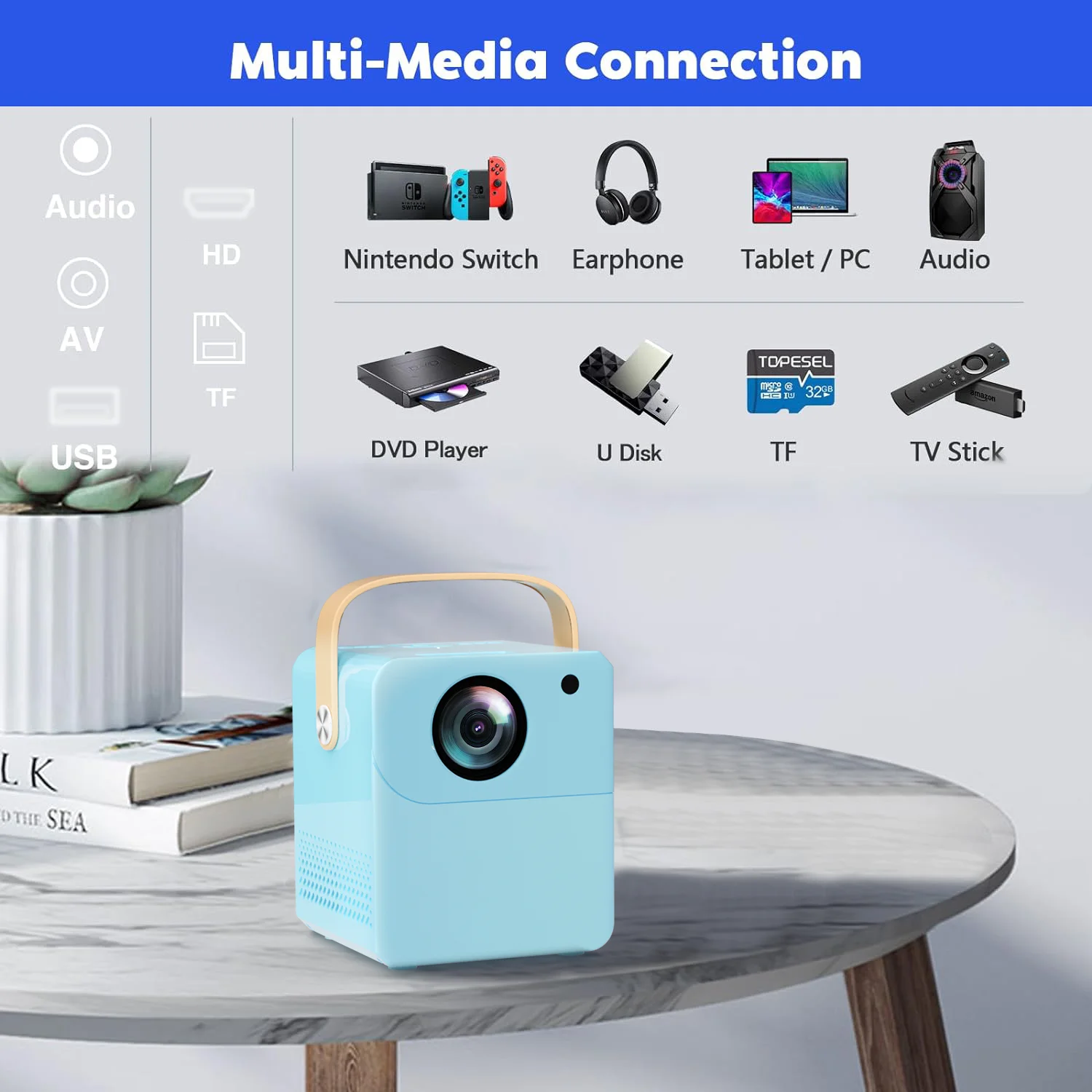 2025 New 4K Ultra HD Projector, Built in Android System, 5G WiFi Connection to Phone Screen Projection, Compact and Portable, Su