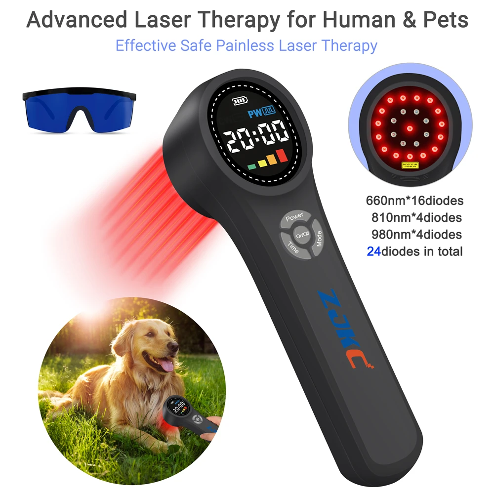 ZJKC 660nm 810nm 980nm Low Light Laser Therapy for Ligament Injury Laser Treatment for Neck Pain Handheld for Human and Animals