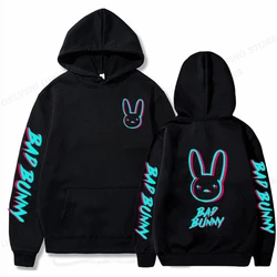 Sudadera con capucha de rapero Bad Bunny para hombre y mujer, jersey con estampado de conejo, ropa de calle de Hip Hop, chándal Unisex