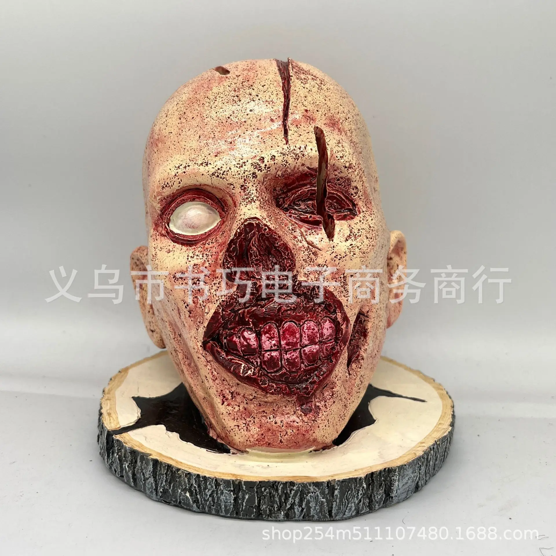 Horror New Knife And Fork Seat Halloween Head Insert Cushion Porous Character Decoration Bloody And Horror Atmosphere Decoration