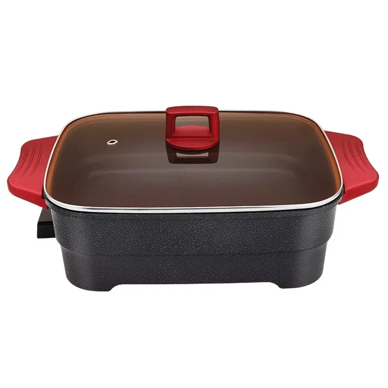 Electric Hot Pot Home Use Multifunctional Integrated Pot Metal Body 1501W Power Knob Control Electric Frying Pan Cooking Pot