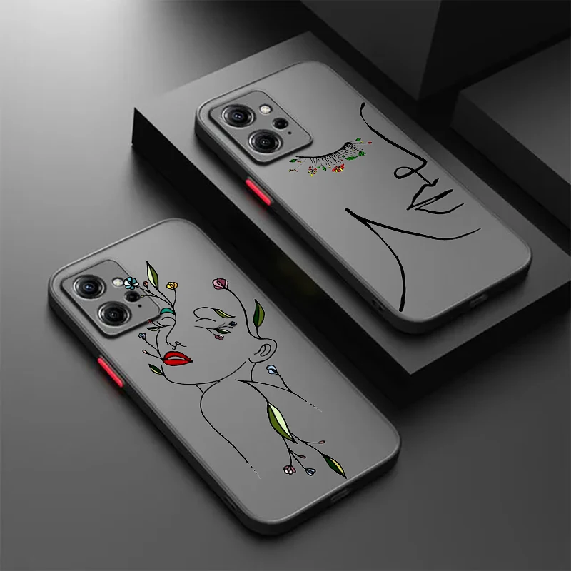 

Girls Art Beautiful Flower Frosted Translucent For Redmi Note 13 12 12S 12T 11 11T 11E 10 10S 9 Pro Plus 5G Back Phone Case
