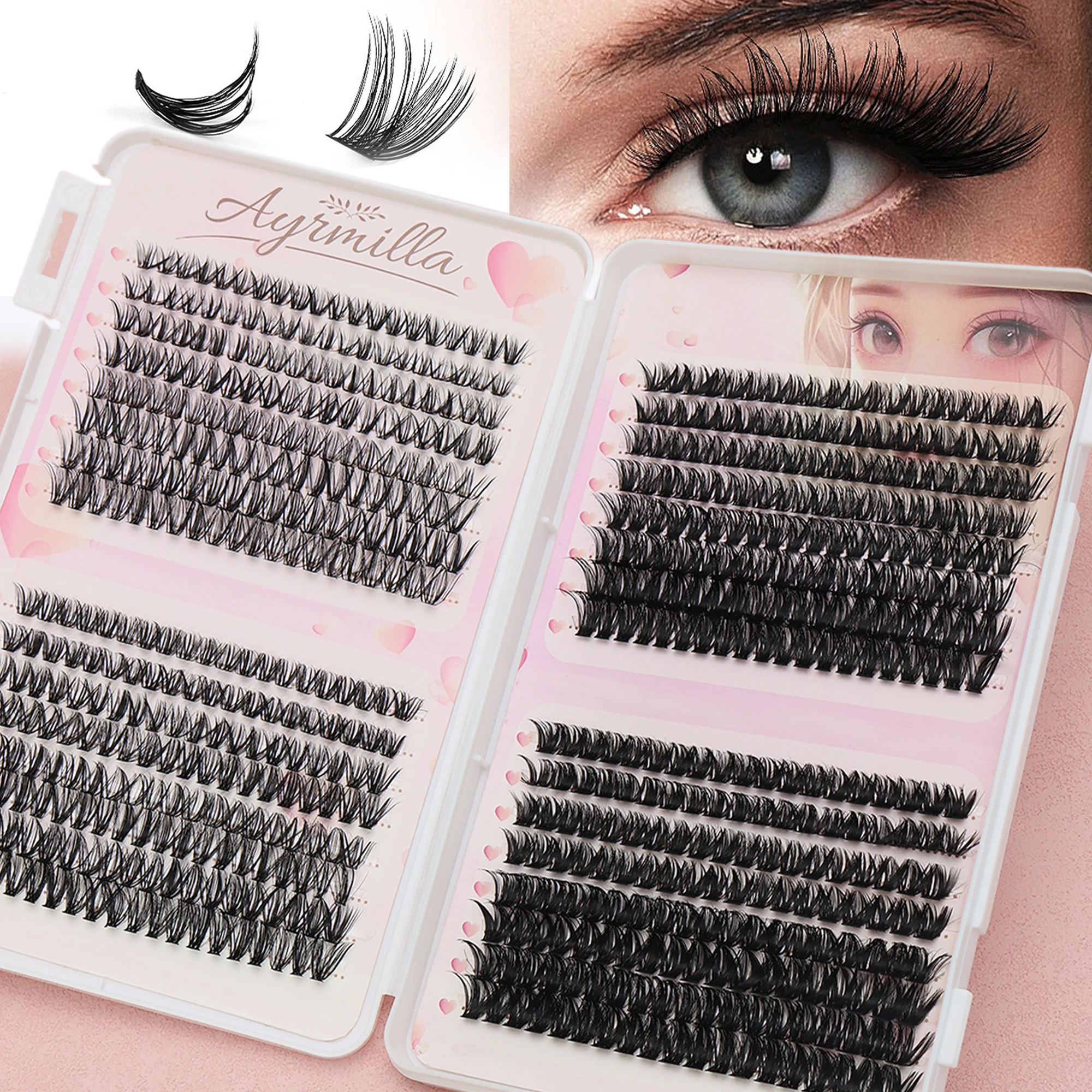 30P+40P DIY Cluster Lashes Mix Charm Style Eyelashes Extension False Eyelash Makeup Tool Russian Volume