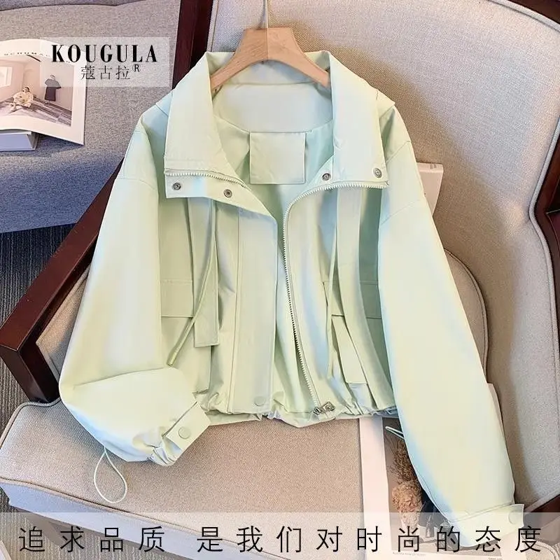 

New Spring Autumn Short Hooded Loose Casual Jacket Women's Dopamine Commuter Versatile Coats