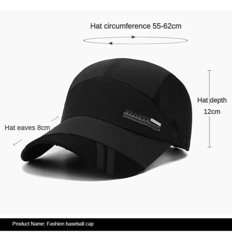 Topi Bisbol Pria Dapat Disesuaikan, Cepat Kering, Berbahan Jaring, Bernapas, 8 Warna, Pelindung Matahari, Olahraga Luar Ruangan, Fashion Keren, Penahan Panas