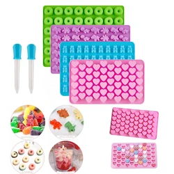 Silicone Candy Molds with Bear Dinosaur Heart Donut Shapes for Homemade Gummies Chocolates Ice Cubes and Jelly Includes Droppers