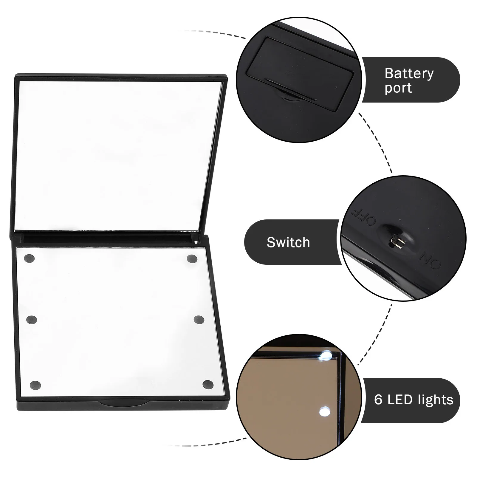 Miroir de maquillage LED Portable pliant, miroir de table Compact, lumière naturelle pour une Application de maquillage claire