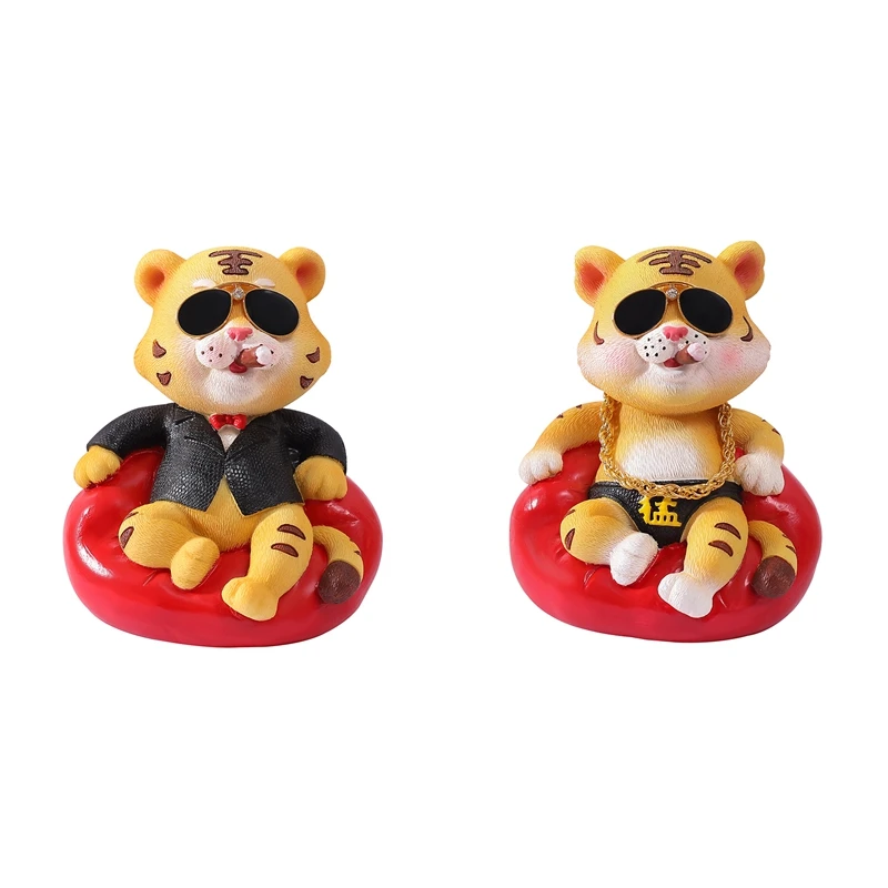 Car Sofa Tiger Ornament Domineering Sofa Tiger Console Dashboard Animal Action Figure Auto Interior Accessories