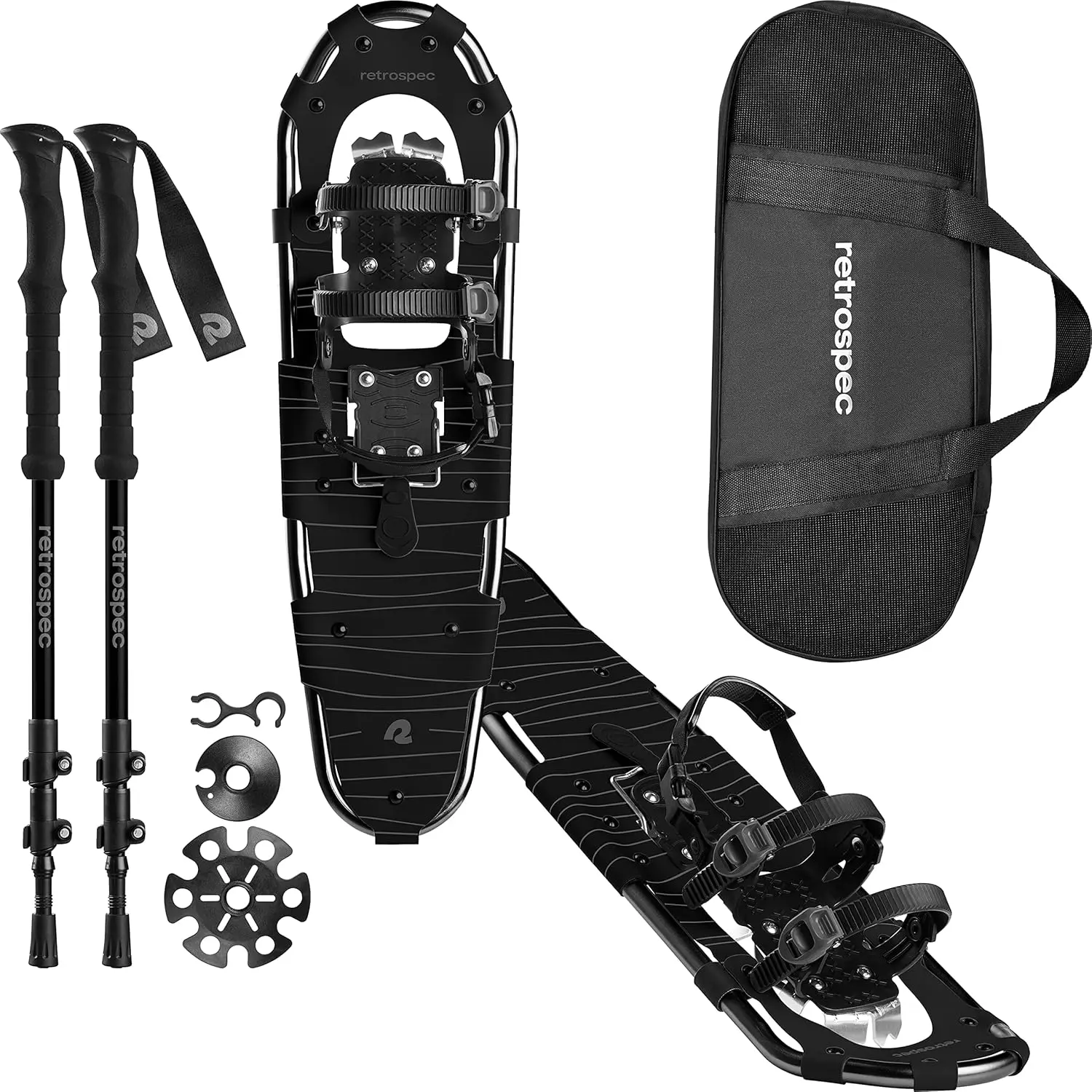 

Adjustable Lightweight Aluminum Snowshoes & Trekking Poles Bundle for All Terrain Hiking and Winter Sports