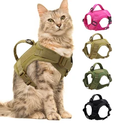 Tactical Military Cat Harness Breathable Mesh Pet Puppy Harness Adjustable Escape Proof Cat Vest for Small Dog Chihuahua Kitten