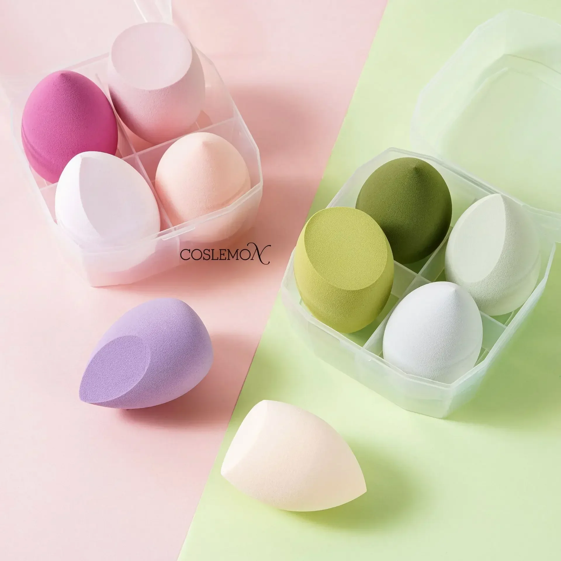 4pcs/set Makeup Egg Sponge Non-latex Dry and Wet Dual-purpose Foundation Powder Puff Bevel Cut Professional Cosmetic Tools