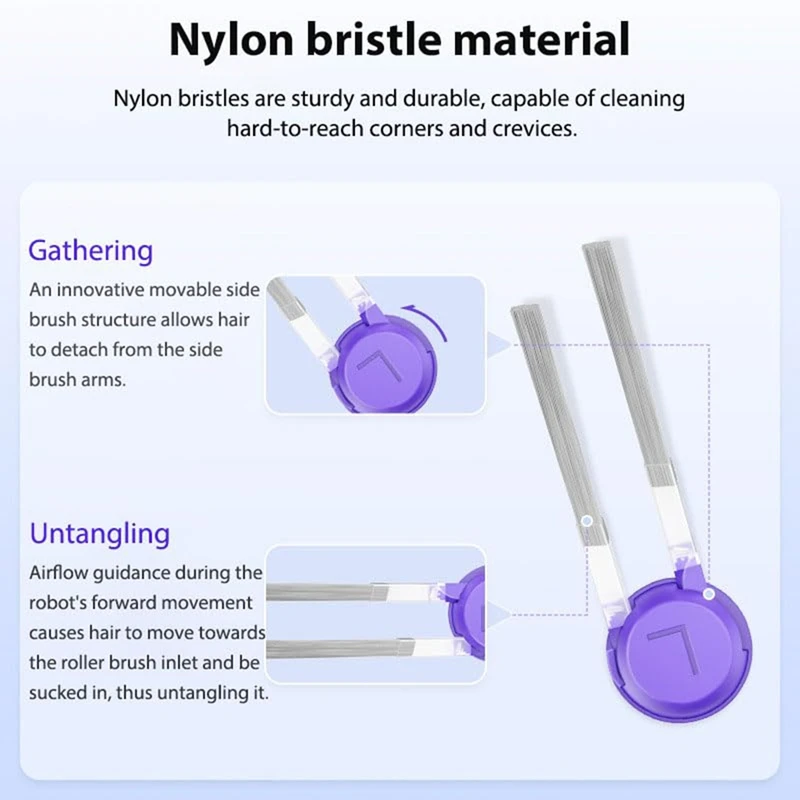A65T 12 Pack Side Brushes Replacement for Narwal Flow Robot Vacuum Deep for Edge Cleaning Easy Install