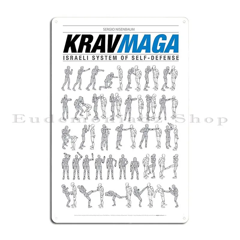 Krav Maga Techniques Metal Sign Club Wall Decor Print Wall Cave Design Tin Sign Poster