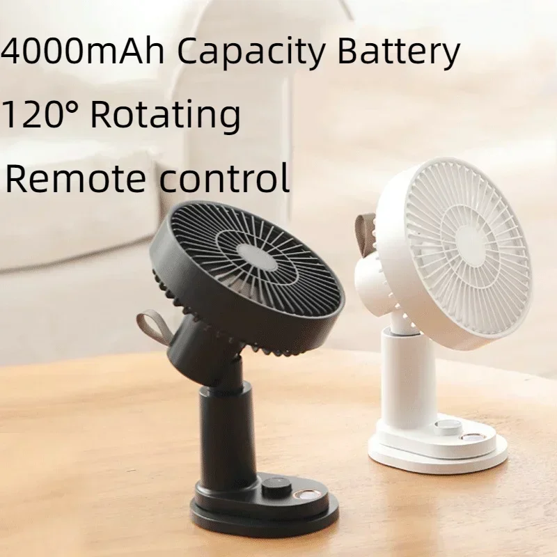 4000mAh Home Office Silent with Clip USB Rechargeable Portable Desk Fan Folding Cooling Outdoor Camping Mini Floor Fan