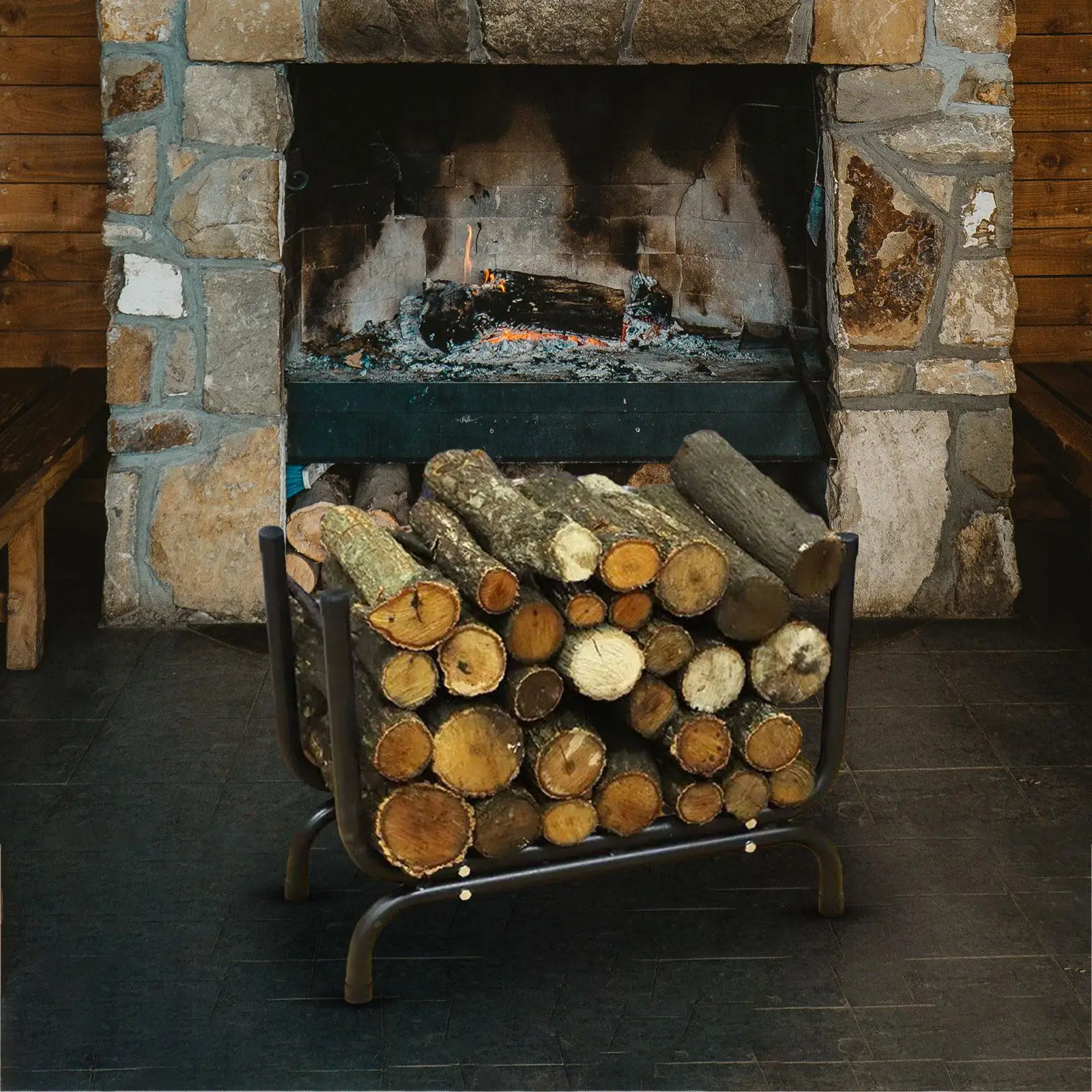 Curved Log Holder Fireplace Wood Storage Lightweight Fire Wood Pile Organizer