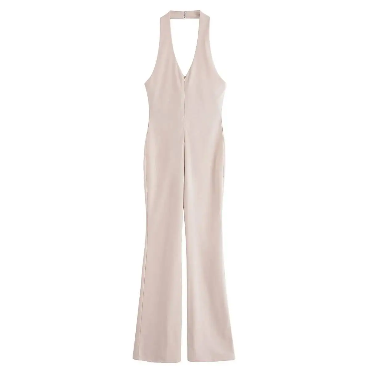 

Long Woman 2025 New Slim Fit Minimalist Sleeveless Jumpsuits For Women Halter Neck Women's Party Jumpsuit