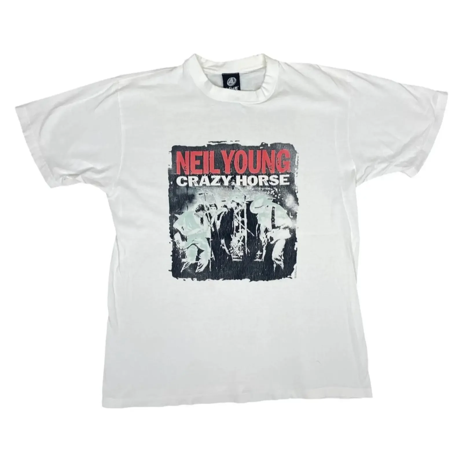 Vintage 2003 Neil Young Crazy Horse Concert T Shirt White XXL Australia Tour ACME vintage Washed Versatile Soft homme