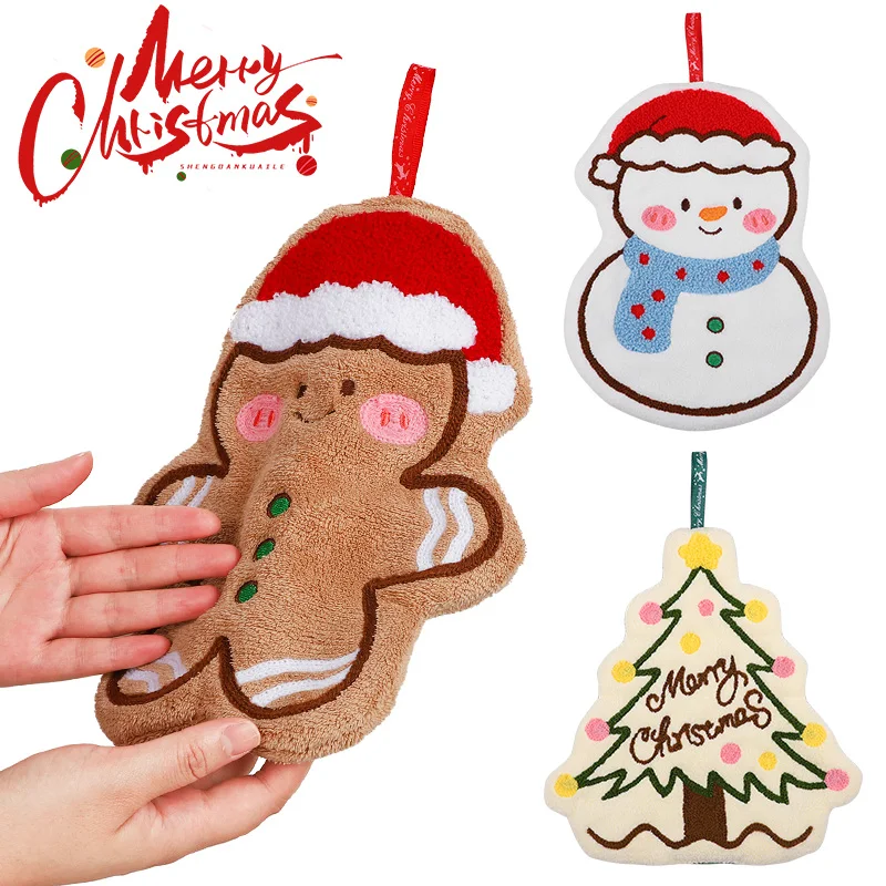 1 Stücke Weihnachten Handtuch Schneemann Weihnachtsbaum Wischtuch Reinigungstuch für Küche Badezimmer Neujahr 2026 Navidad Heimbedarf