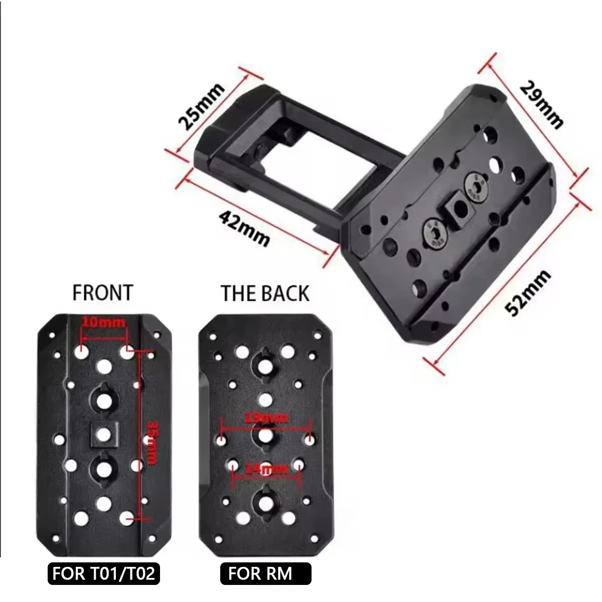 Montaje lateral de mira de punto rojo RM de metal 45 °   Accesorios de base de montaje de óptica compensada T01 T02 soporte holográfico de punto