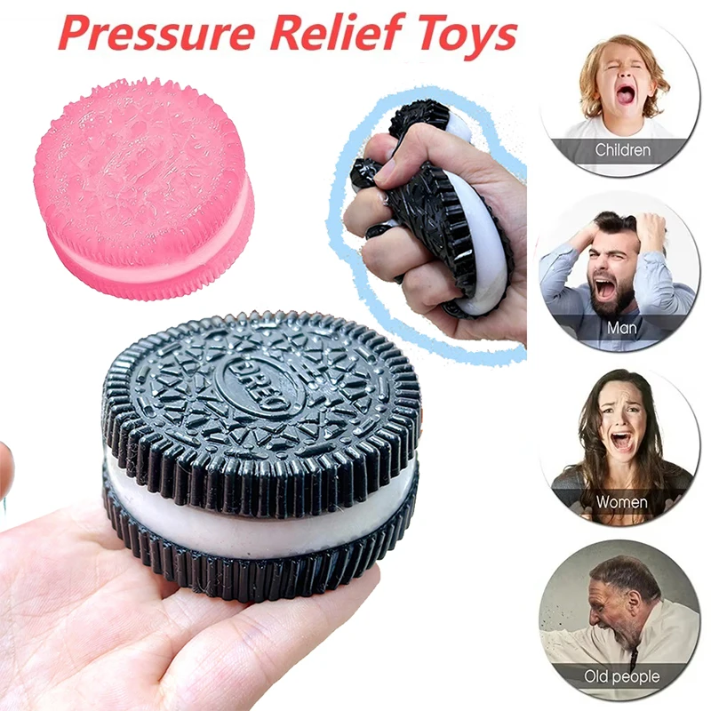 Juguetes antipresión Kawaii Oreo de silicona con textura adhesiva suave, juguete de descompresión de rebote lento, Reduce el estrés, juguetes para niños, regalos