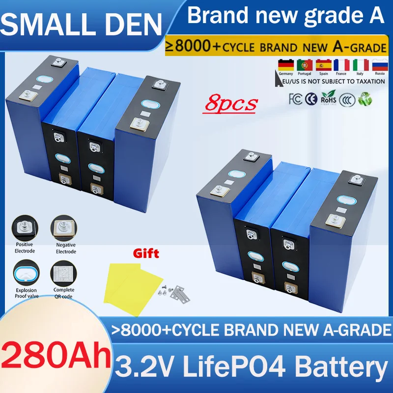 

8pcs 3.2V 310Ah Lifepo4 rechargeable lithium iron phosphate battery is used as a portable backup power source for RVs and boats