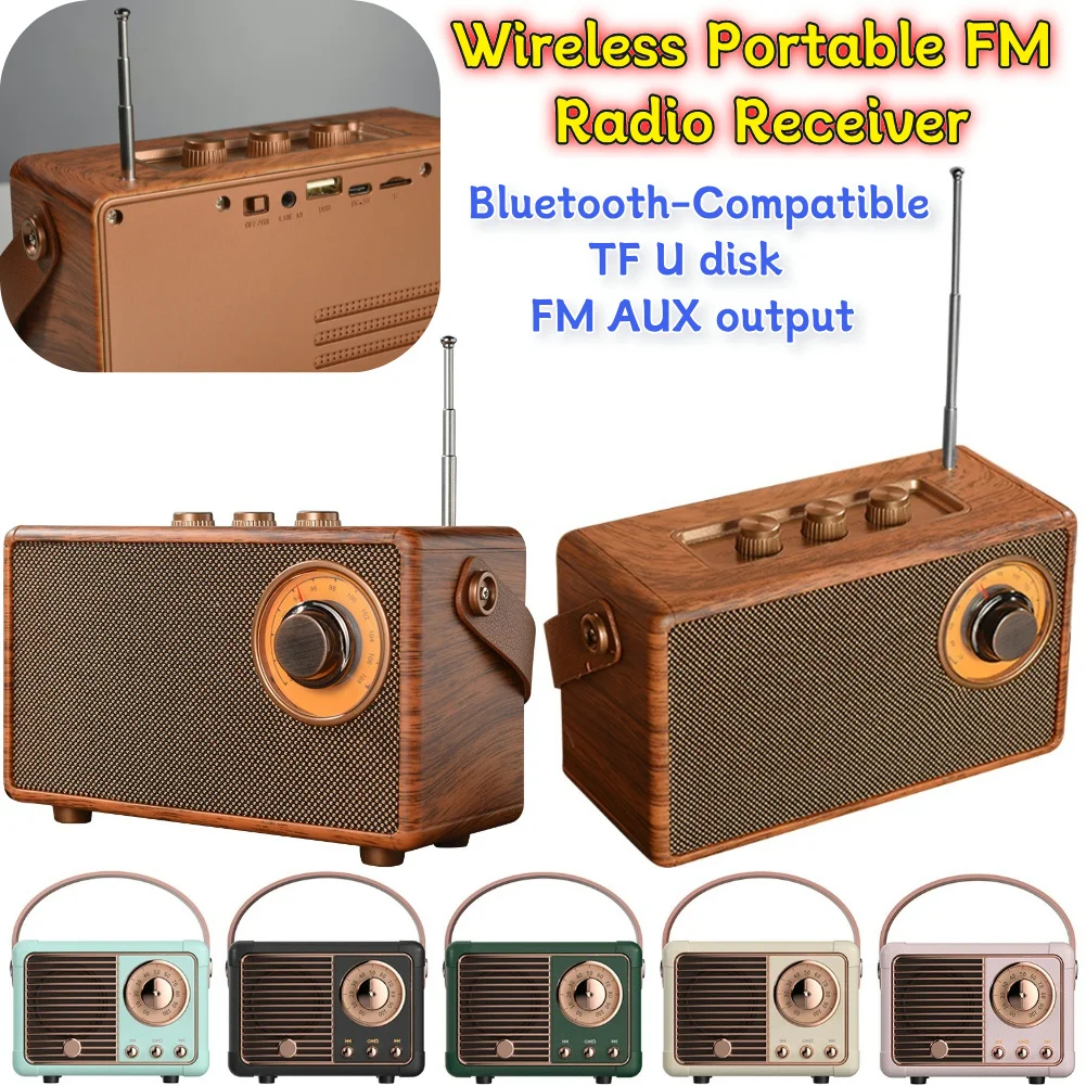 Retro Fm Radio Bluetooth-compatible 5.1 Creative Portable Radio Receiver High Fidelity Small Speaker for Outdoor Travel Camping