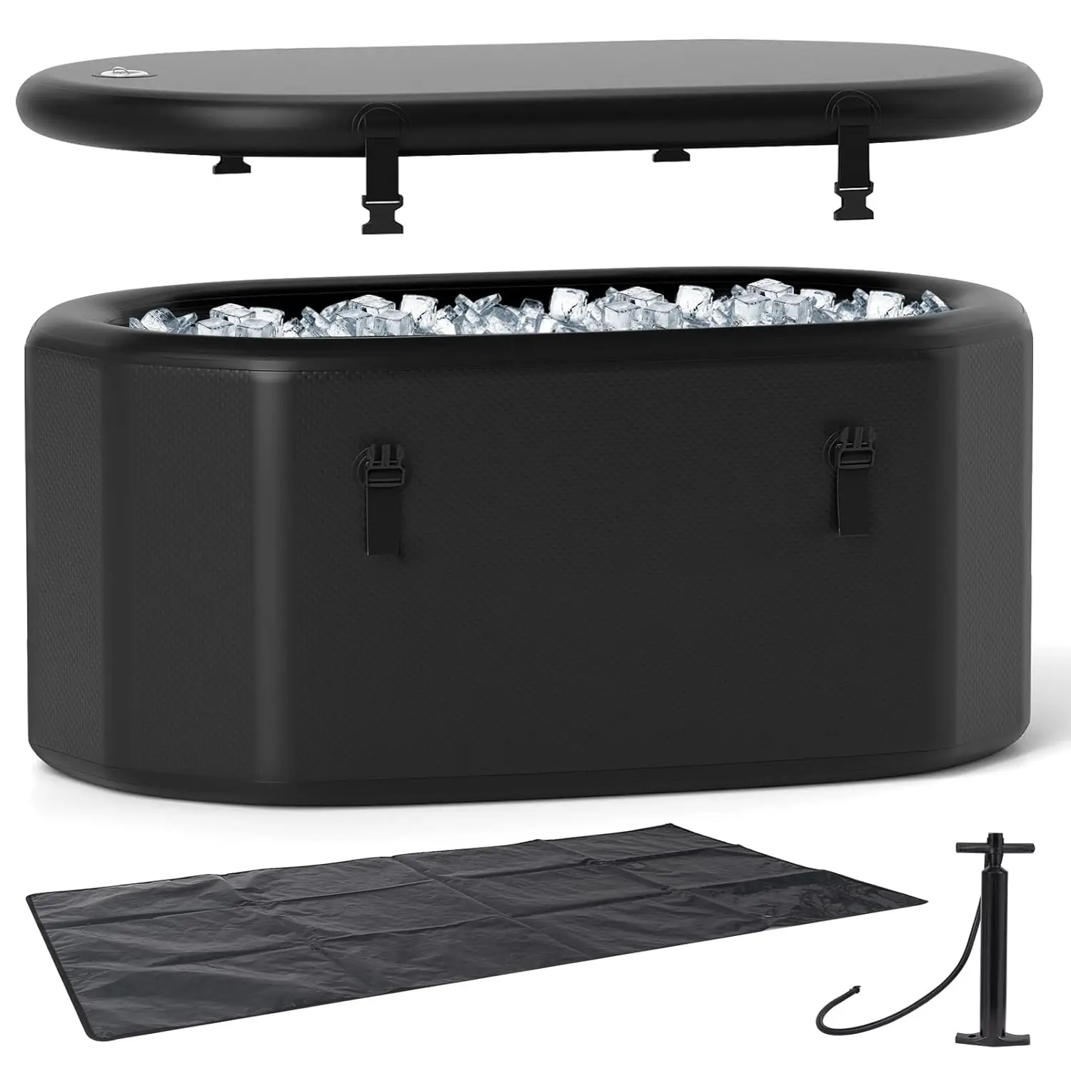 

Надувная овальная ванна XL 129 Gal для ледяных процедур для спортсменов, с многослойной изоляцией, крышкой, насосом, рюкзаком, на заказ