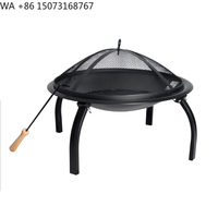 SEJR 22 Inch Black Fire Pit Outdoor Steel Fire Basket 56X56X42cm