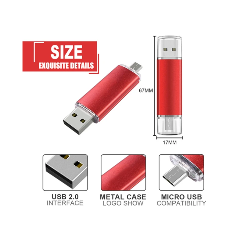10PCS/LOT Custom Logo Type-c Smart Phone USB Flash Drive Metal Pen Drive 64g 16gb 32gb 4gb OTG External Storage Usb Memory drive