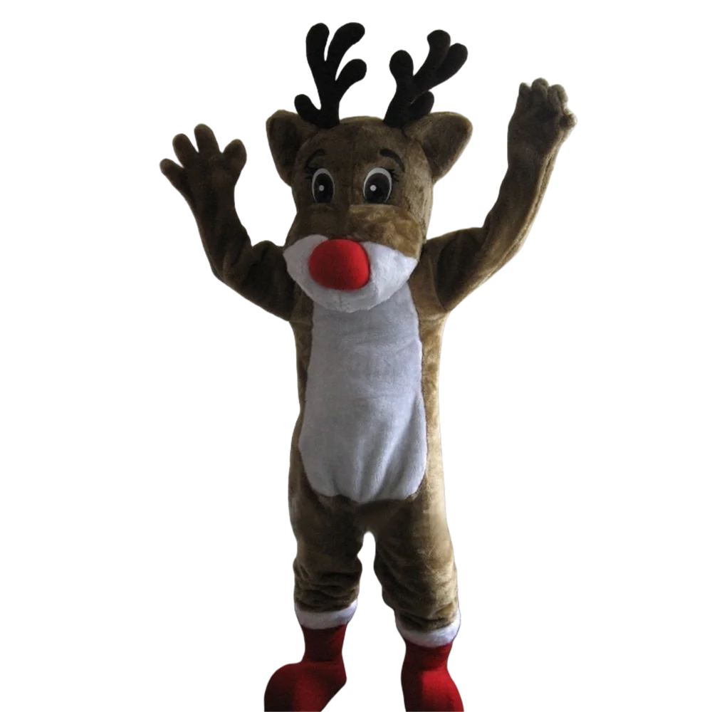 Hot Christmas Rudolph Reindeer Mascot Costume Adult Size Classic Cartoon Costumes Outfits Fancy Dress SW803