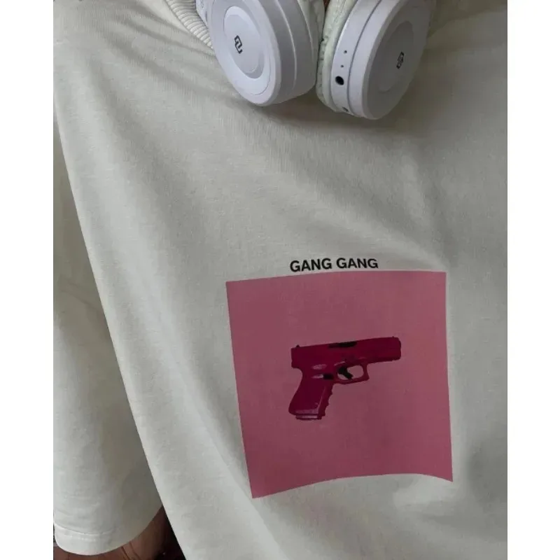 

Женская футболка с принтом в стиле инс, новая летняя свободная модель с круглым вырезом, хлопковый топ с короткими рукавами