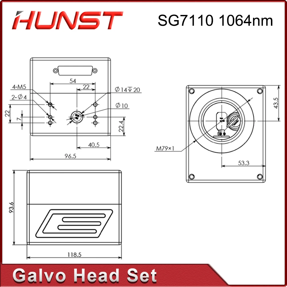 Imagem -04 - Hunst Fiber Laser Scanning Galvo Cabeça Sg7110 1064nm com Ponteiro Vermelho 0100w Abertura de Entrada 10 mm para Metal Marking Machine