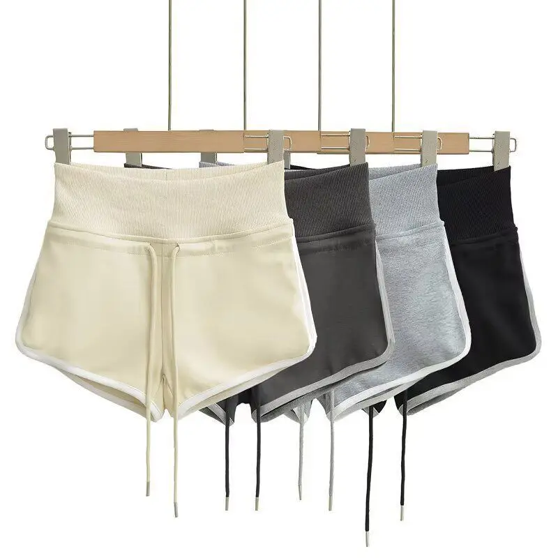 

Casual Sporty Yoga Shorts Women's High-Waisted Straight Leg Pants Fitness Leisure Outerwear Hot Pants Color Block Design
