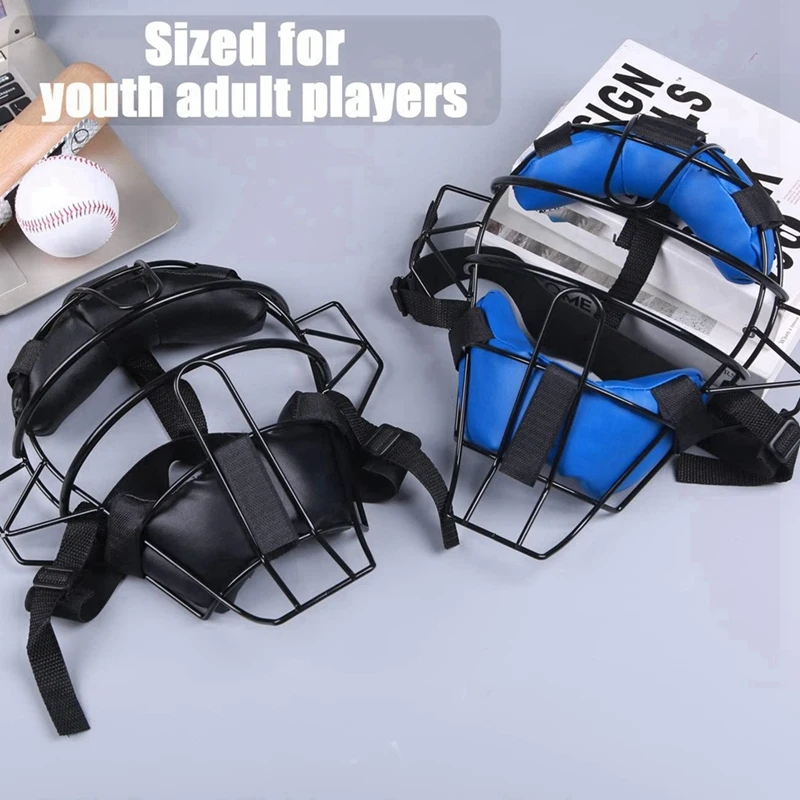 Baseball Catcher-masker met volledig gezicht, lichtgewicht, veilige pasvorm, biedt bescherming en comfort, weergave geen obstructie, blauw, gemakkelijk te gebruiken