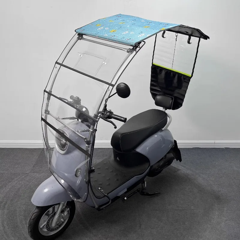 Electric Vehicle Canopy Motorcycle Sun Rain and Windshield Cover Sun Umbrella Removable Safety Umbrella