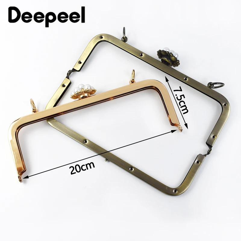 1/2/5Pcs Deepeel 20cm Metal Bag Handle Purse Frame Handbag Kiss Clasp Crochet Woven Bags Sewing Brackets Handles DIY Accessories