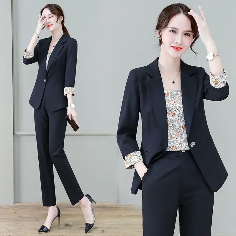 Black Office Two Pieces Sets Pants for Woman Pink Blazer and Trousers Suits Women\'s 2 Pant Set Green Professional Outfits Co Ord