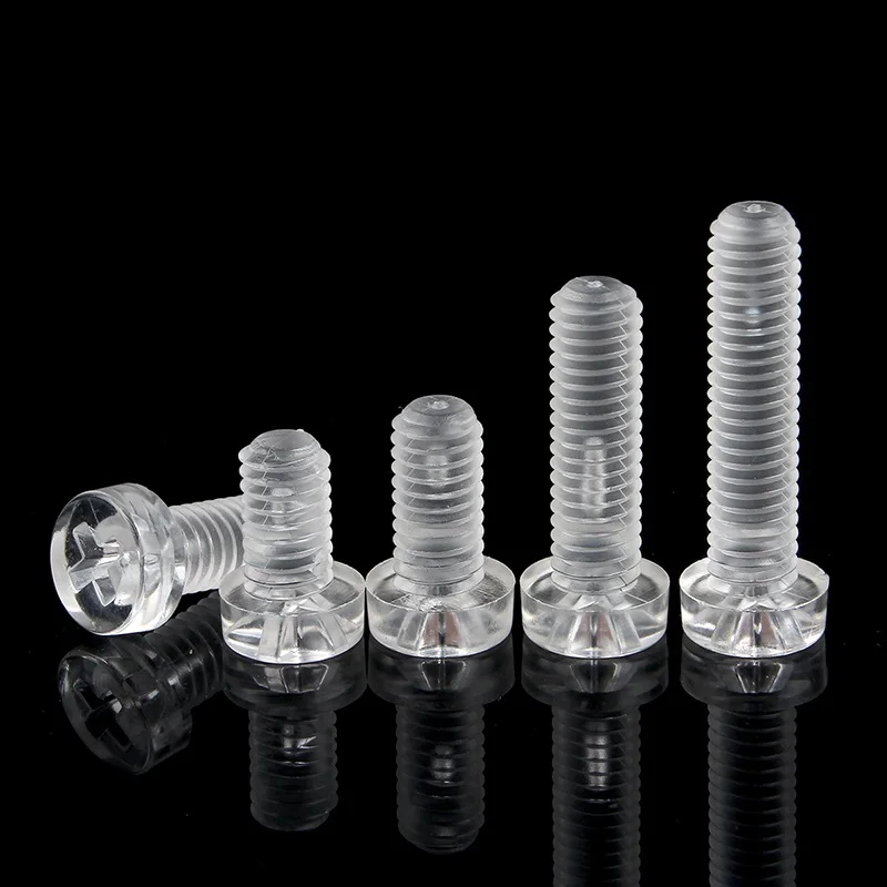 Clear Round Head Phillips Screws & Hex Nut Kit Acrylic PC Nylon Transparent Fasteners M2 M2.5 M3 M4 M5 M6 M8