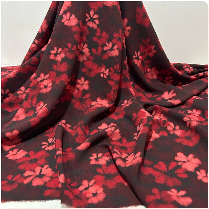 

Red Floral Breathable Digital Print Crepe Faux Silk Fabric – Summer Fashion & Diy Wide 150cm